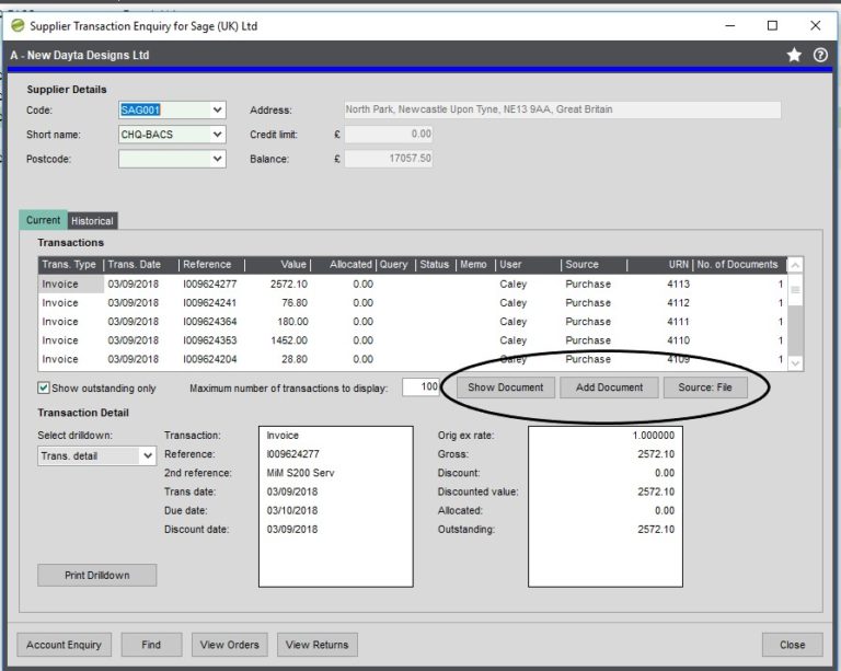 Supplier Transaction-Enquiry