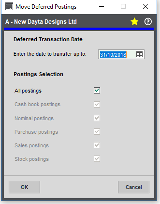 how to move transactions from deferred to current and be visible in the nominal ledger