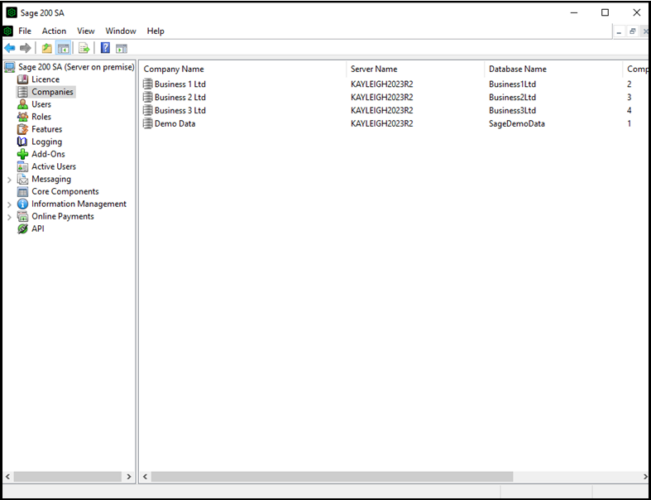 Screenshot of Sage 200