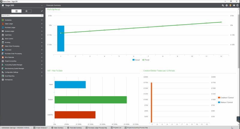 Screenshot of Sage 200