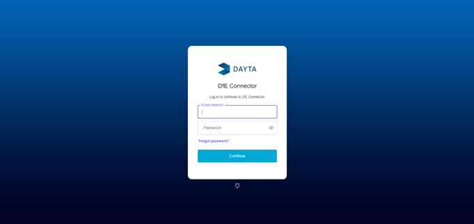 DfE Connector login screen