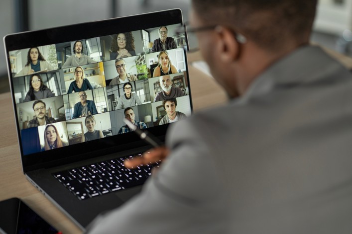 Project manager on a video conference